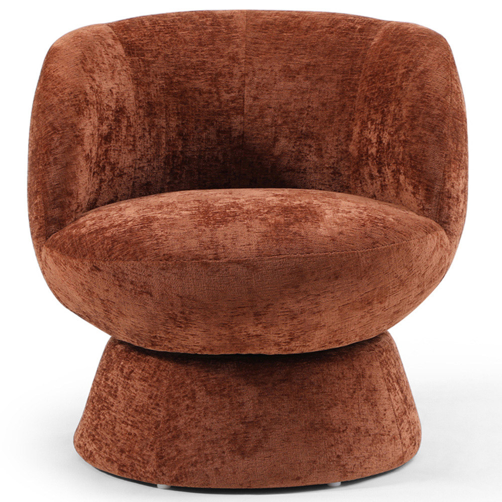 Tom Terracotta Chenille Swivel Accent Tub Chair Image 2