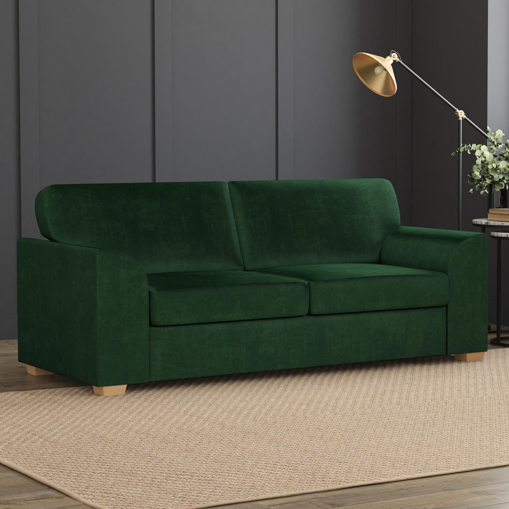 Modo 5 Seater Forest Green Plush Velvet Fixed Back Sofa Set Image 5