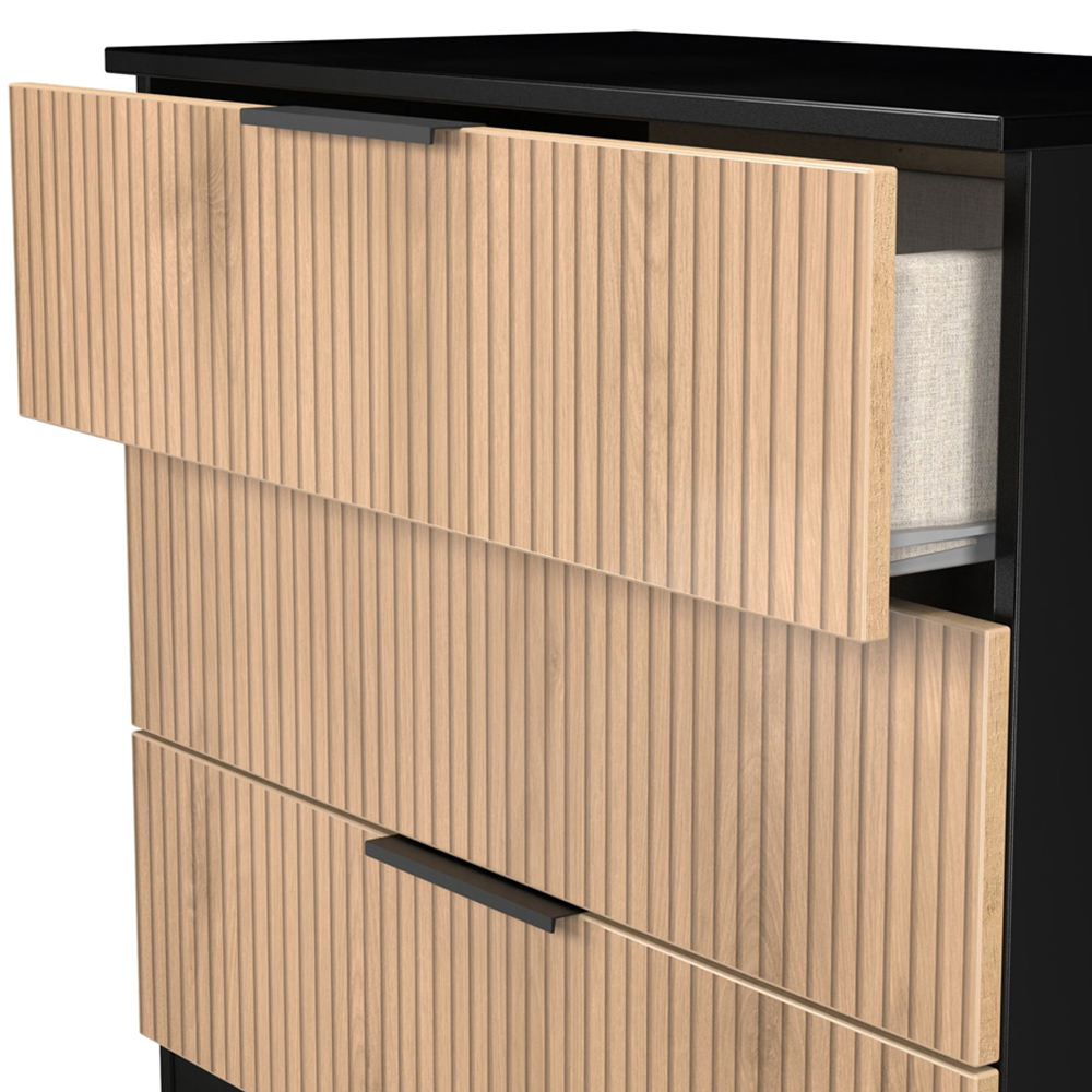 Crowndale Java 3 Drawer Slatt Effect and Black Chest of Drawer Image 6