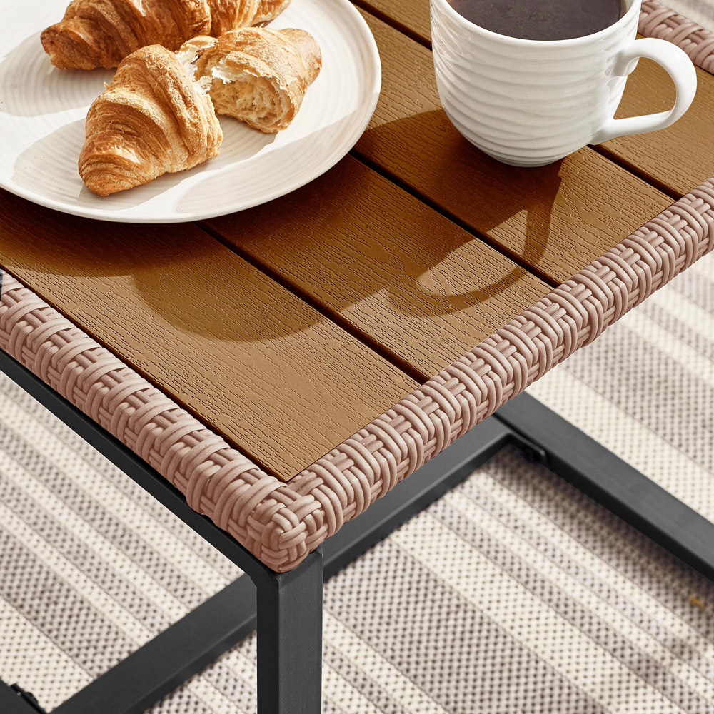 Furniturebox Seville 2 Seater Light Brown Rattan Outdoor Bistro Set Image 2