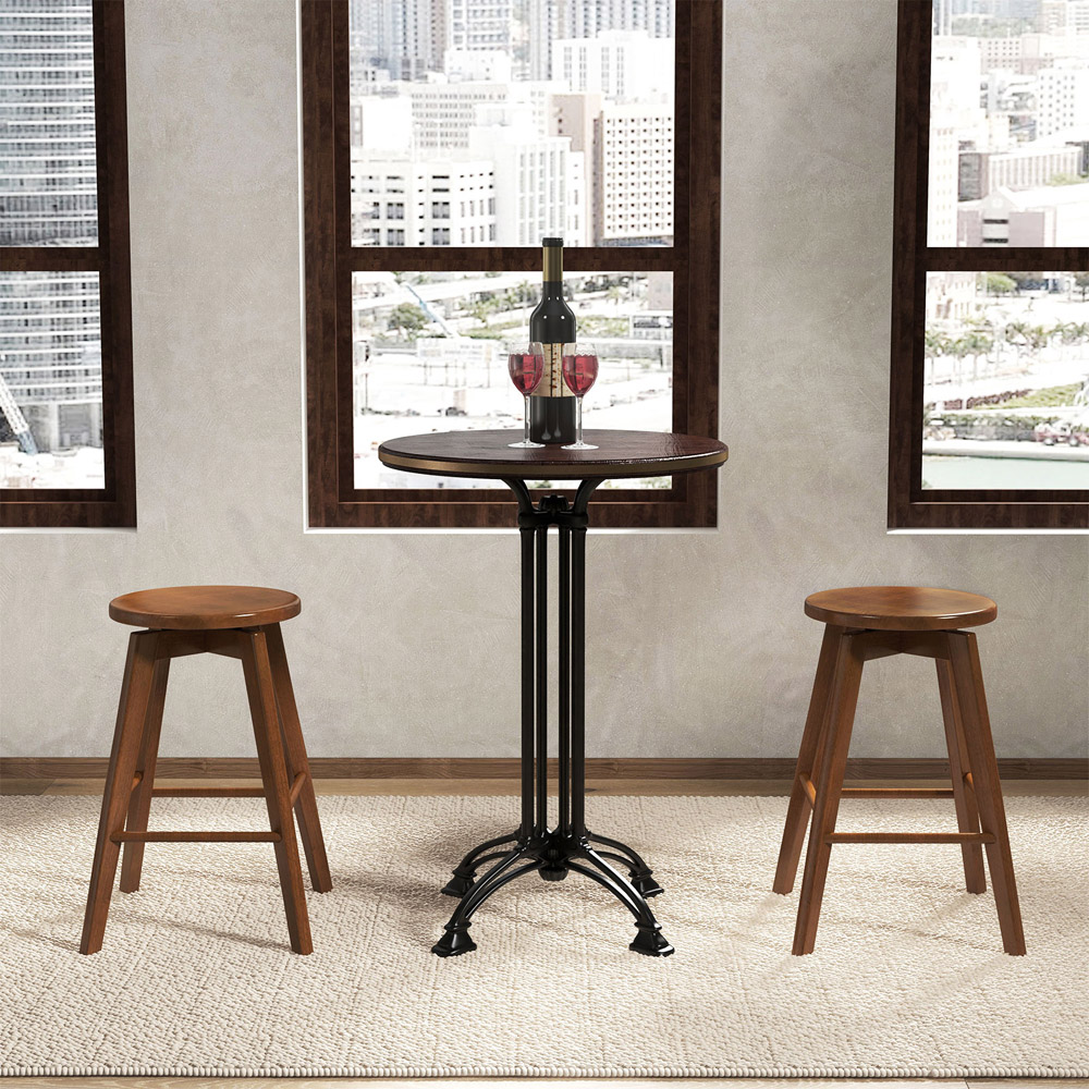 Costway Brown Swivel Counter Height Bar Stool Set of 2 Image 4