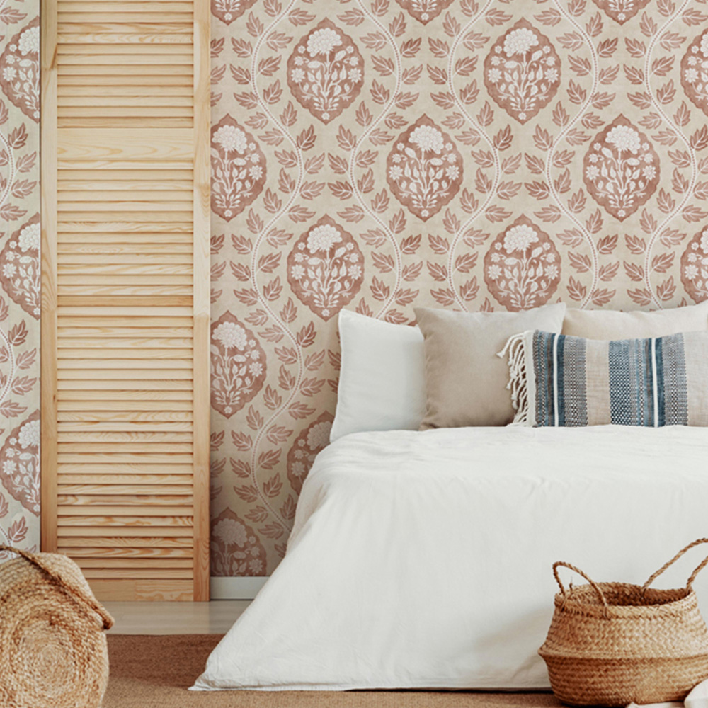 Esselle Home Floral Cartouche Warm Spice Wallpaper Image 5