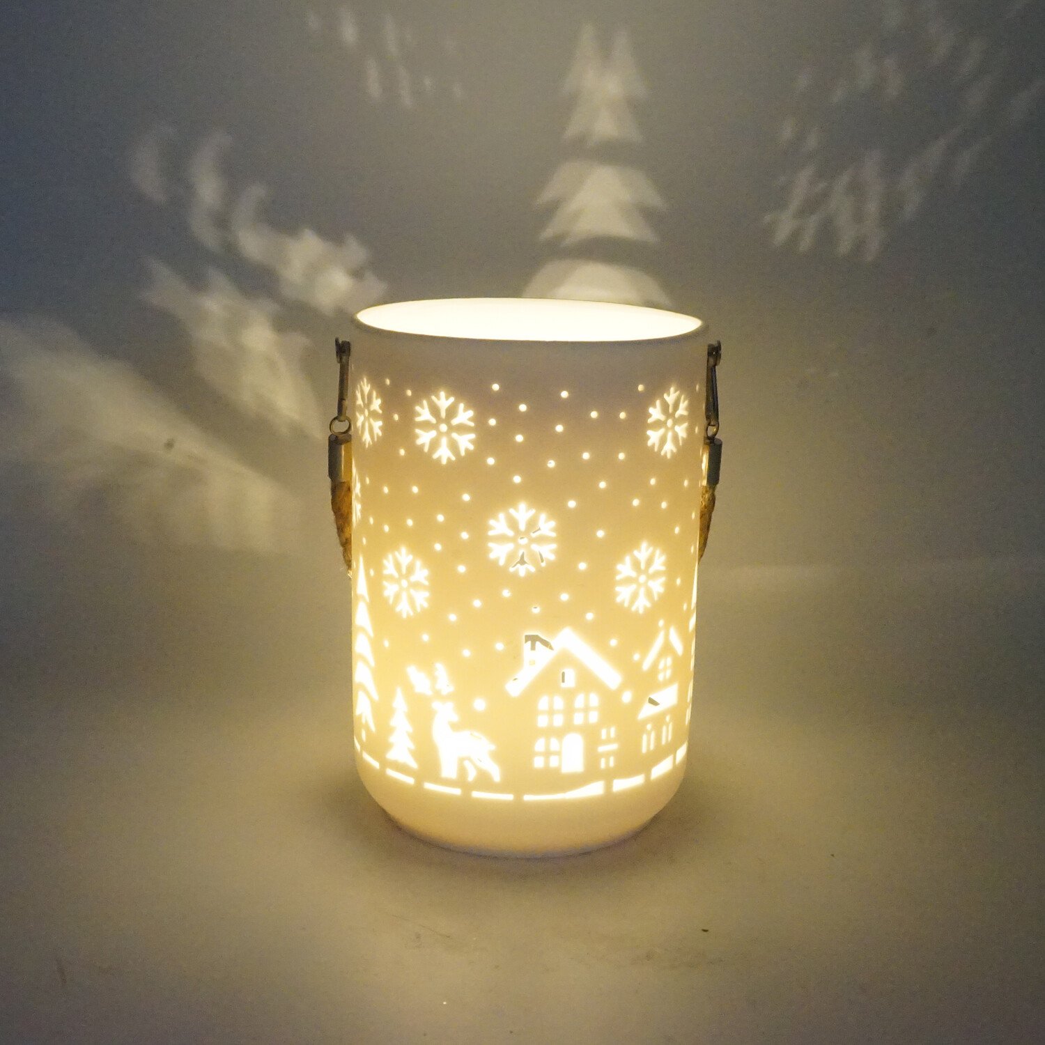 LED Snowflake House Lantern White Image 5