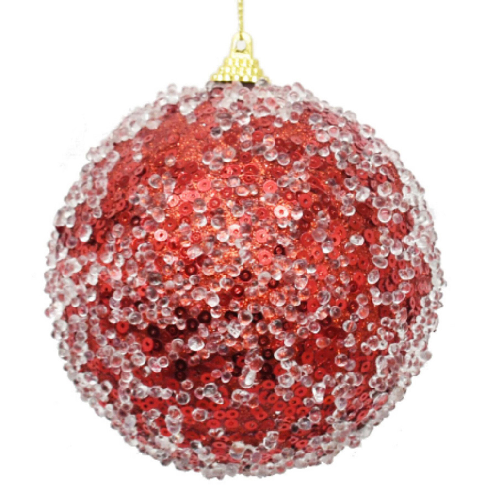 Candy Cane Lane Frozen Effect Red Glitter Bauble Image 3