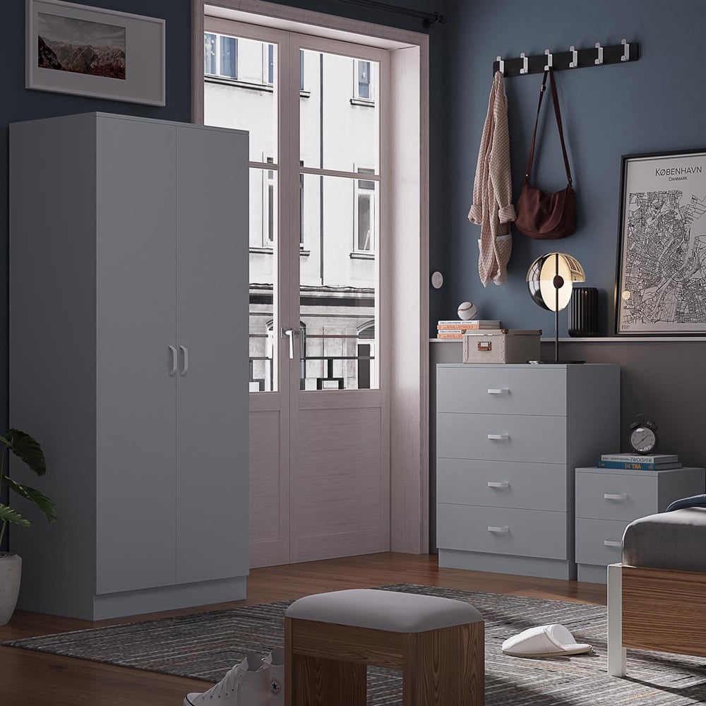 FWStyle Tunis 2 Door Matt Grey Wardrobe Image 6