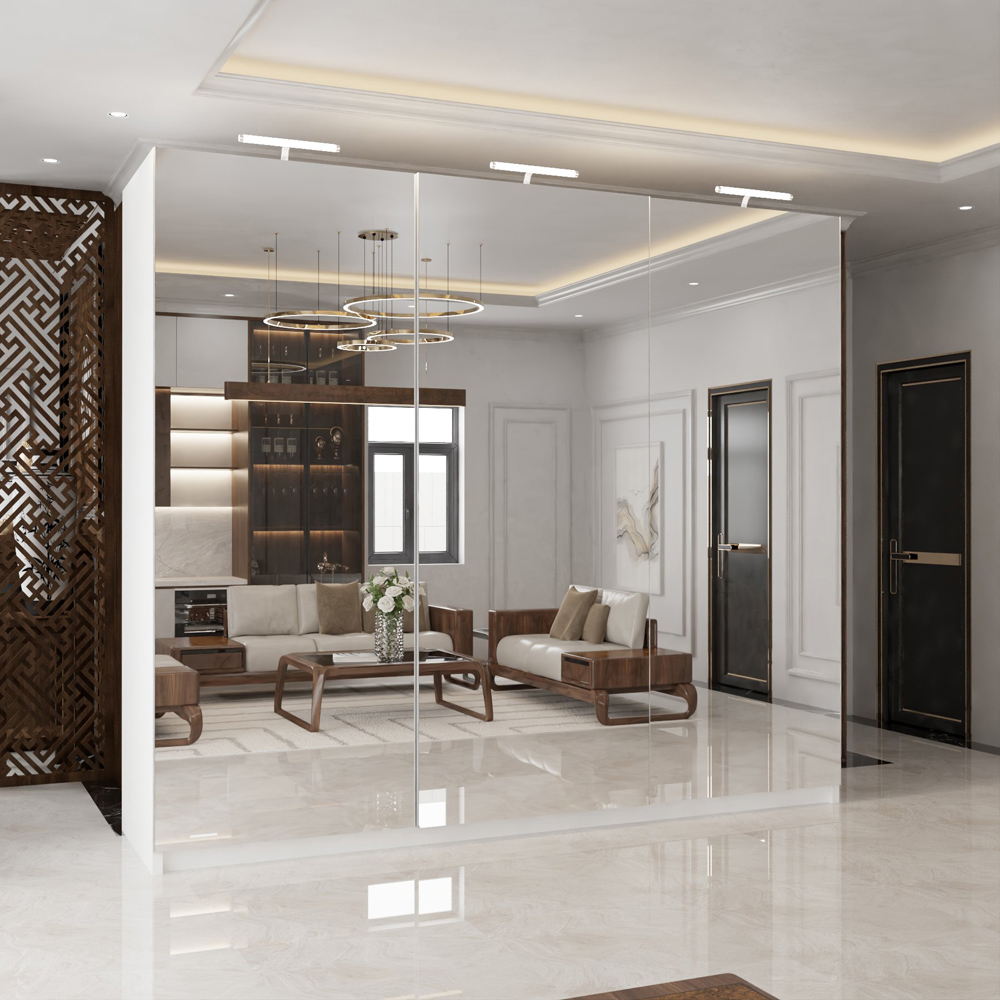M N Furniture Modern 3 Door White Mirrored Sliding Wardrobe 250cm Image 5