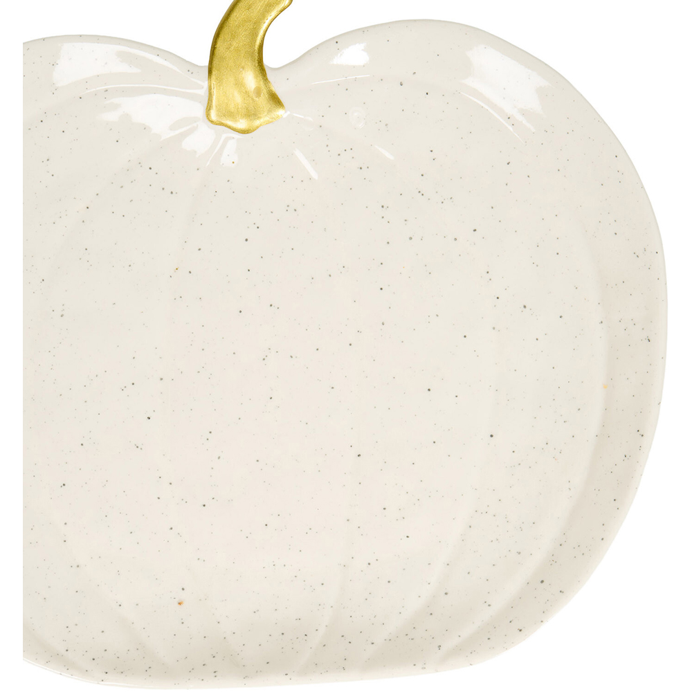 Pumpkin Gold Edge Serving Plate White Image 7