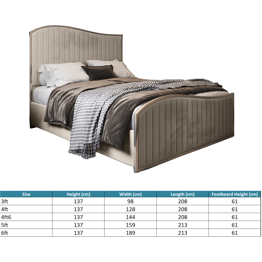 Brixton Silver Super King Size Velvet Upholstered Metal Bed Frame with Wave Headboard Image 7