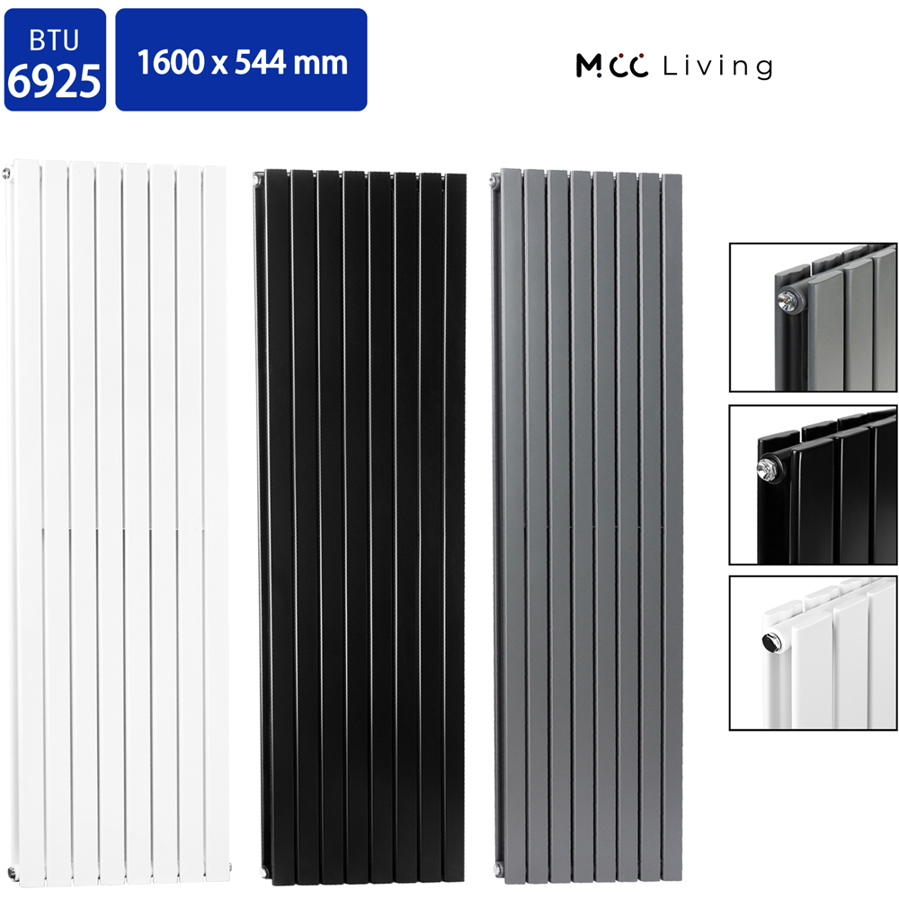 Anthracite 6925 BTU Double Flat Panel Vertical Column Radiator 1600 x 544mm Image 4