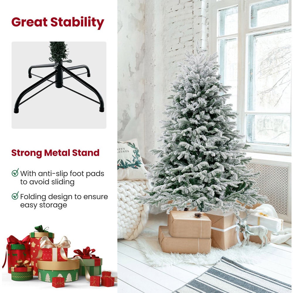 Costway Pre Lit Flocked Warm White LED Artificial Christmas Tree 4.5ft Image 5