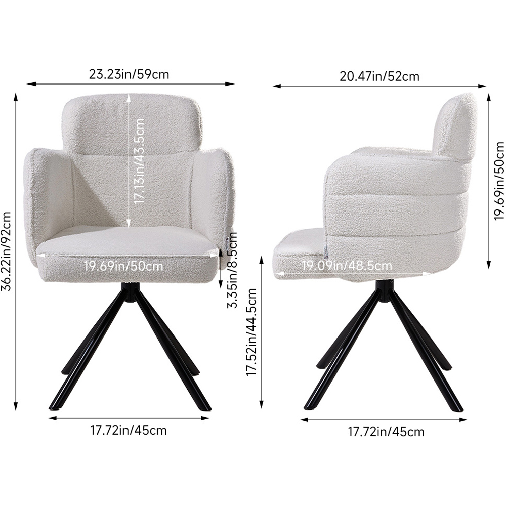 Living and Home Modern Beige Linen Swivel Chair with Iron Legs Image 8