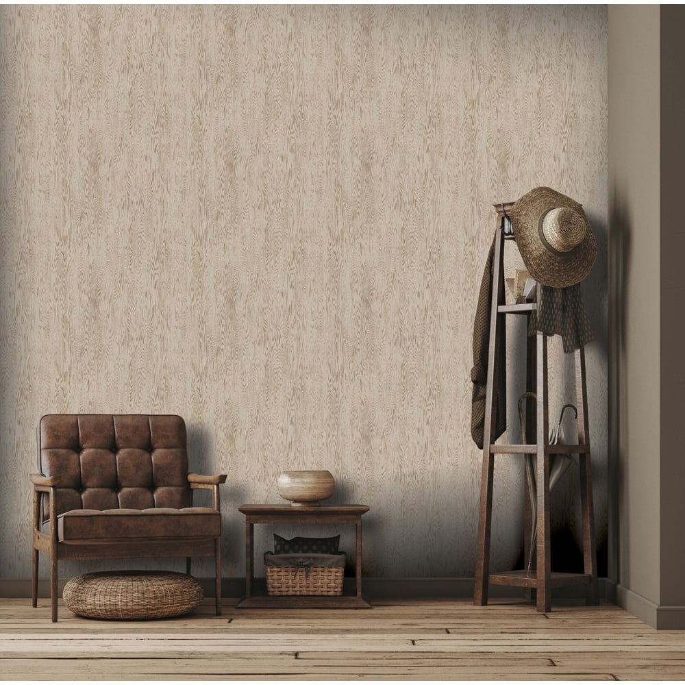 Arthouse Wood Grain Neutral Wallpaper Image 3