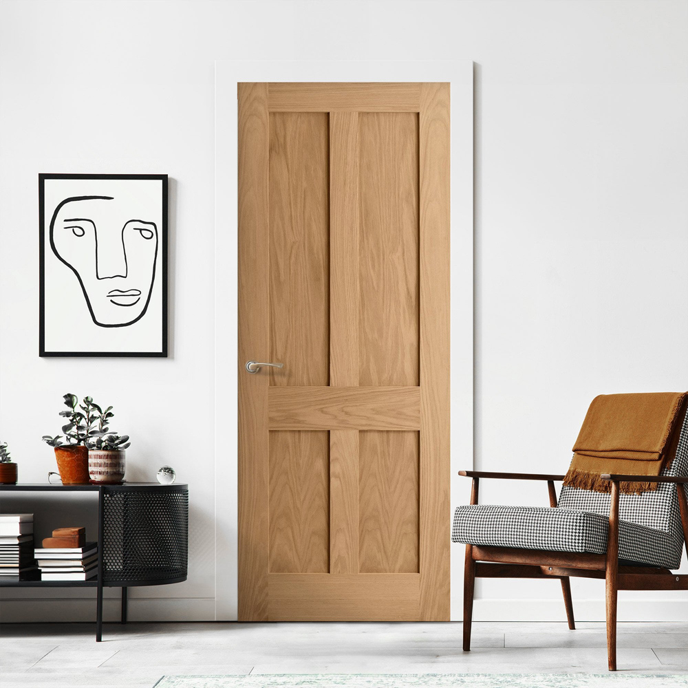 Victorian Oak Veneer 4 Panel Flat Internal Door 2040 x 726 x 40mm Image 5