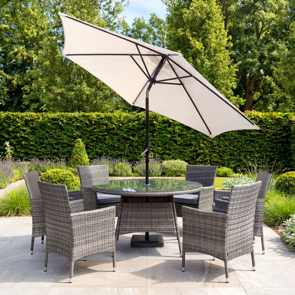 Charles Bentley Cream Metal Crank and Tilt Parasol 2.7m Image 7