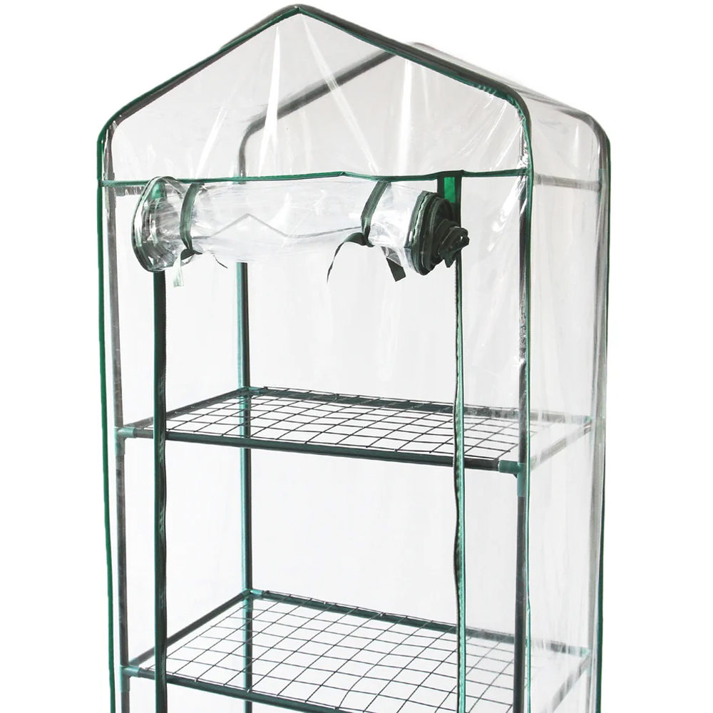 MonsterShop 4 Tier Mini Greenhouse with Plastic Cover Image 3