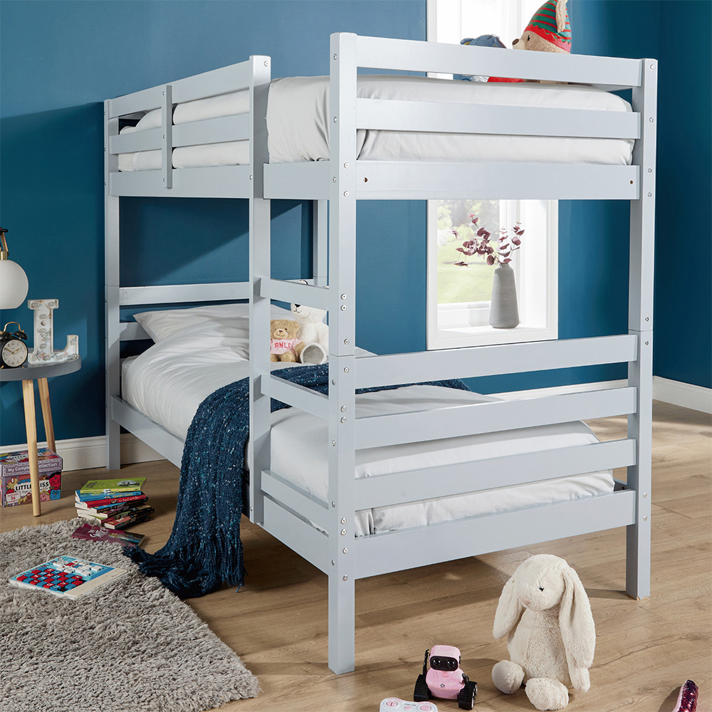 Home Source Hendon Single Grey Childrens Wooden Single Bunk Bed Image 9