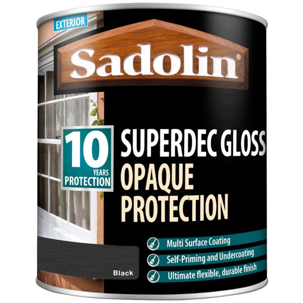 Sadolin Superdec 10 Year Black Gloss Finish Exterior Woodstain 1L Image 2