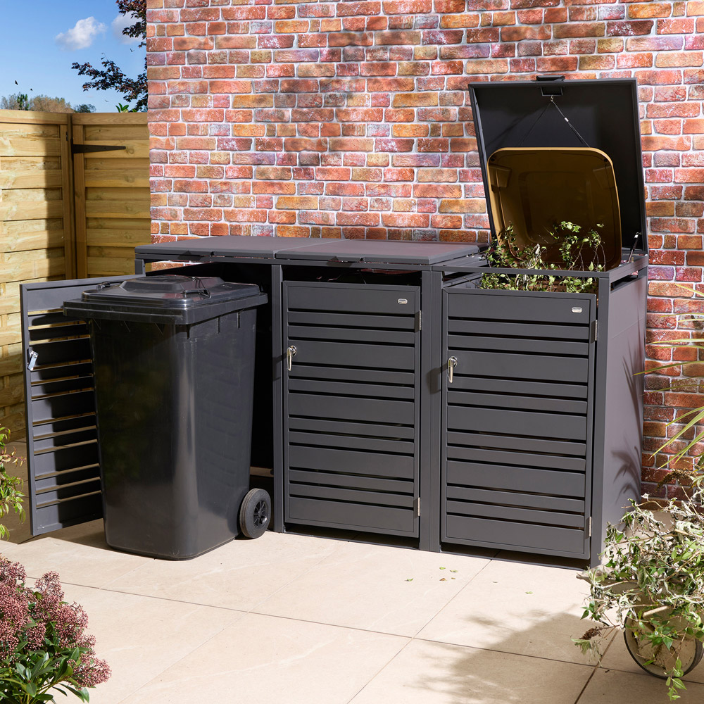 Rowlinson Chelsea Anthracite 3 Wheelie Bin Store Image 2
