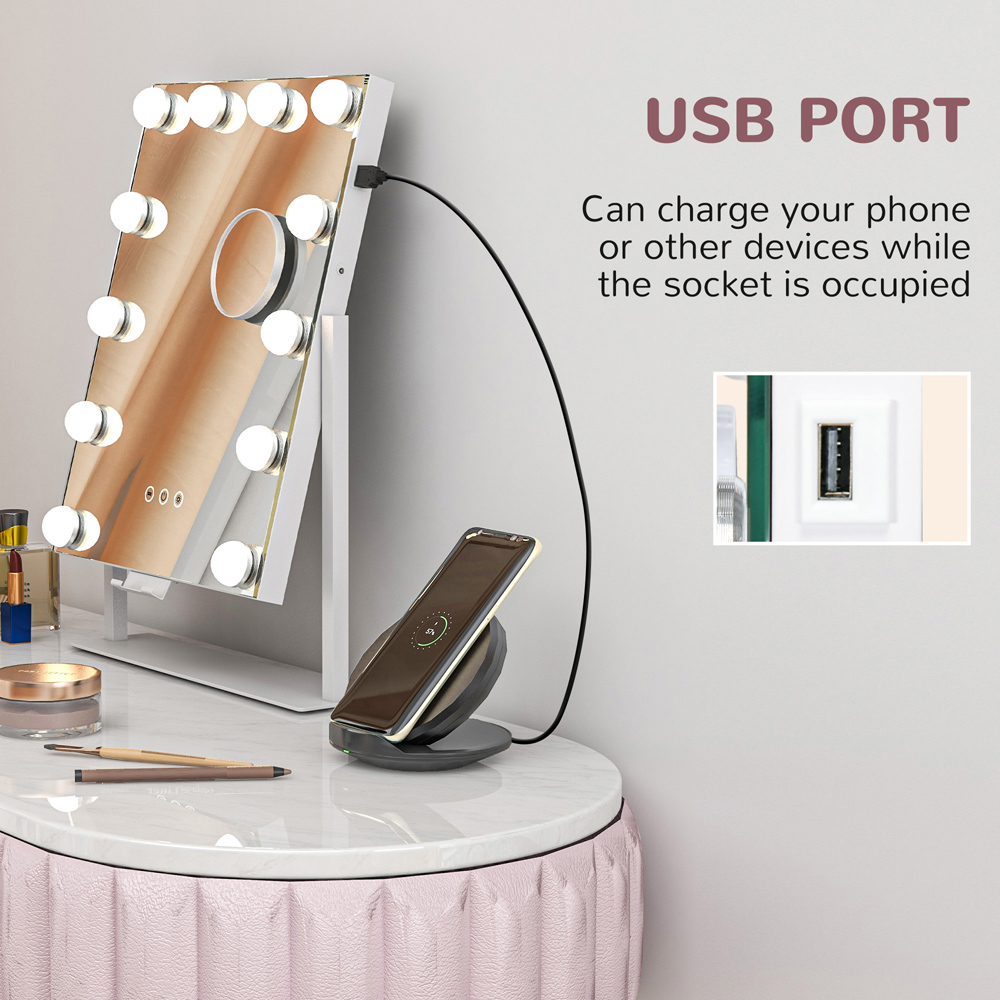 Portland Hollywood LED Lighted Vanity Mirror with USB Port Image 5