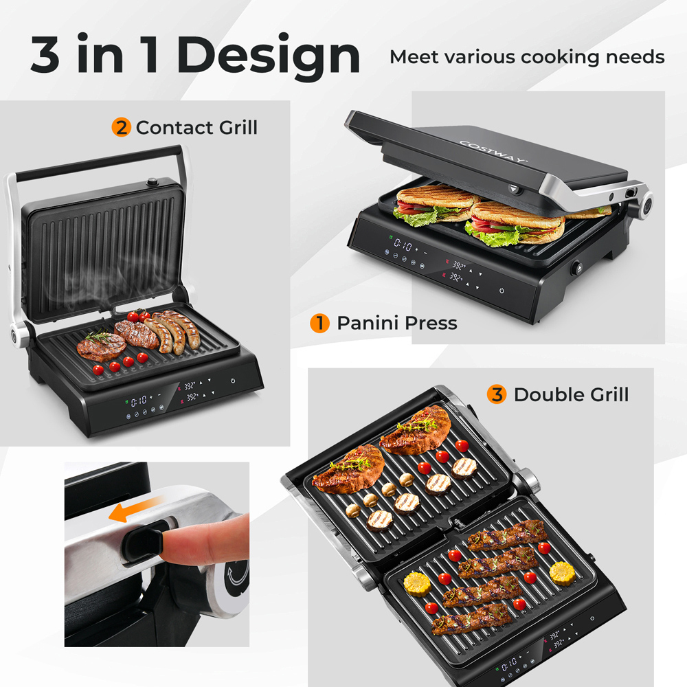 Costway 3 in 1 Electric Grill with Auto Cooking Modes 1200W Image 6