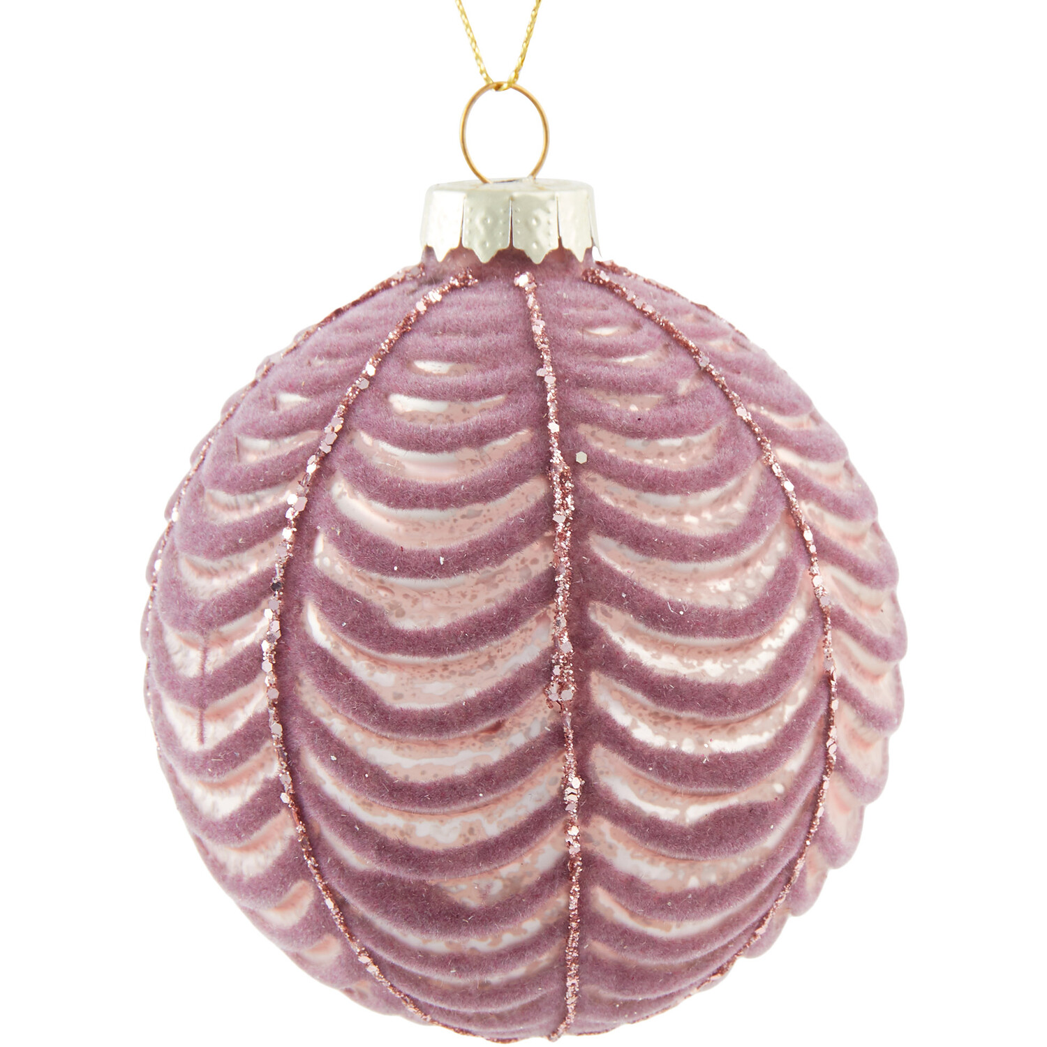 Dusky Rose Flocked Detail Bauble - Dusky Rose Image 2