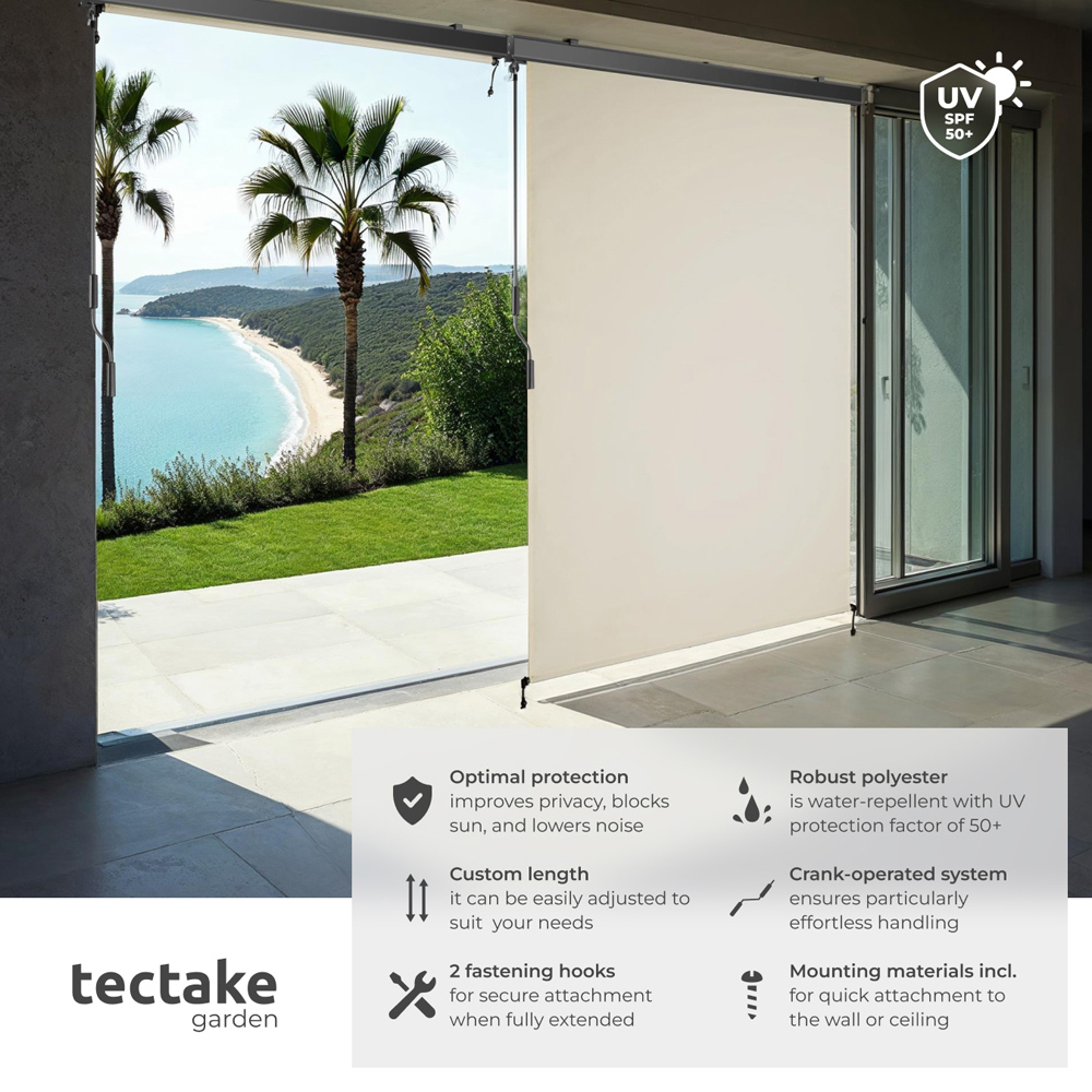 tectake Eloise Beige Vertical Awning with 2 Wall Brackets 1.2 x 2.5m Image 6