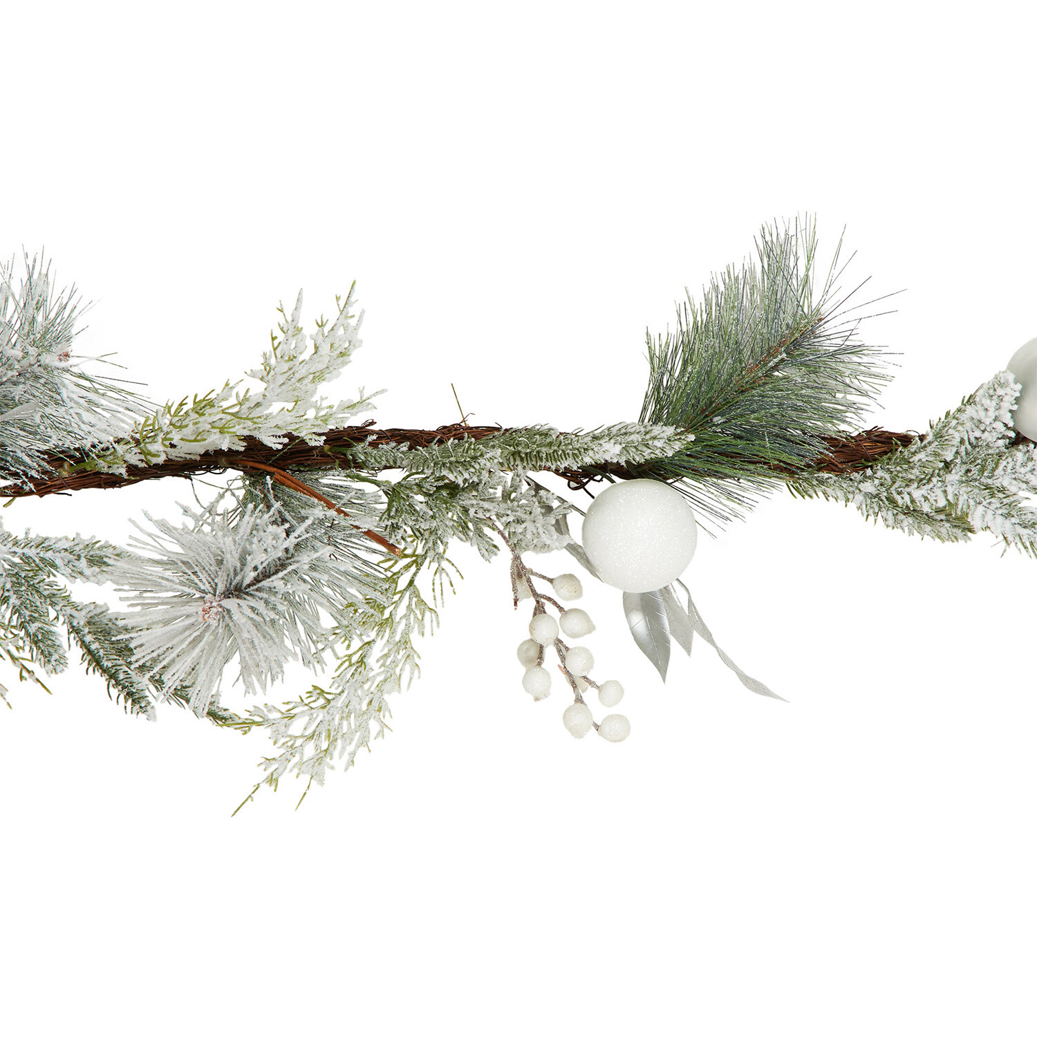 Frosted Snowy Garland Silver - Silver Image 3
