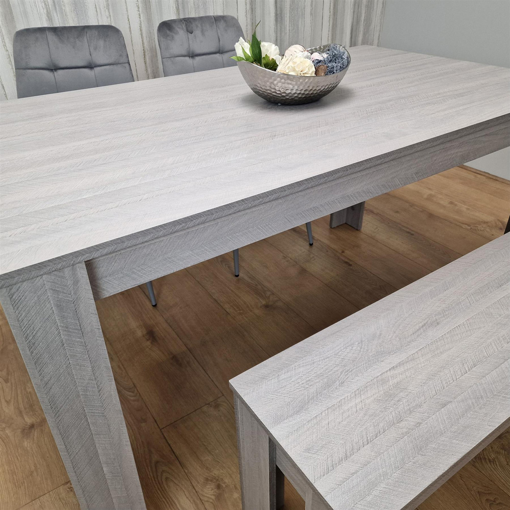 Portland 4 Seater Square Velvet Dining Table Set Arrow Grey and Grey Image 3