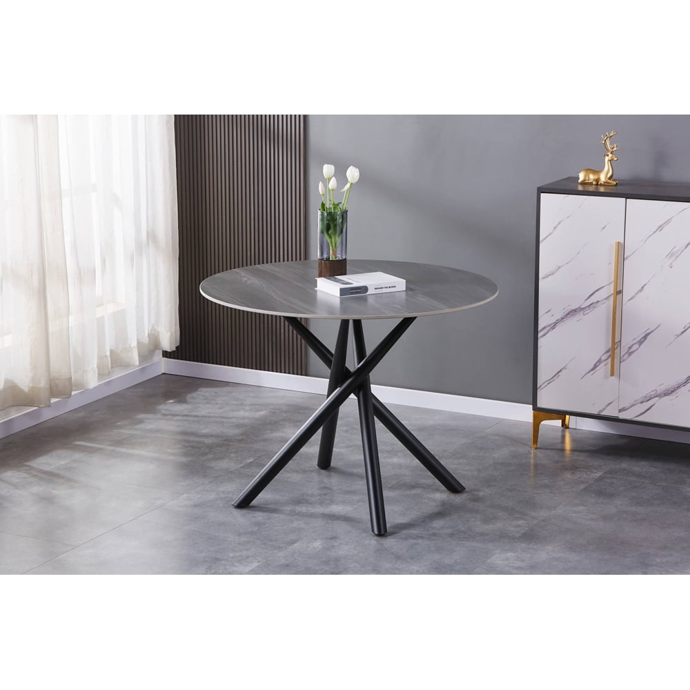 Avesta Concrete Effect 4 Seater Round Dining Table Grey Image 7