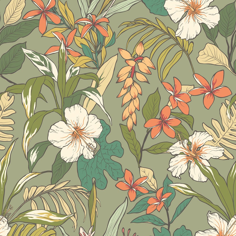 Hoopla Walls Oasis Olive and Citrus Non Woven Wallpaper Image 1