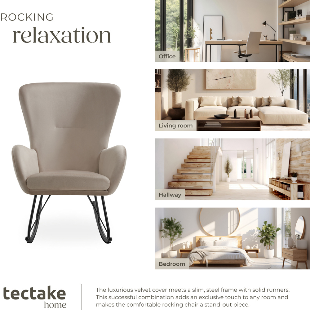 tectake Beige and Black Swing Rocking Chair Image 7