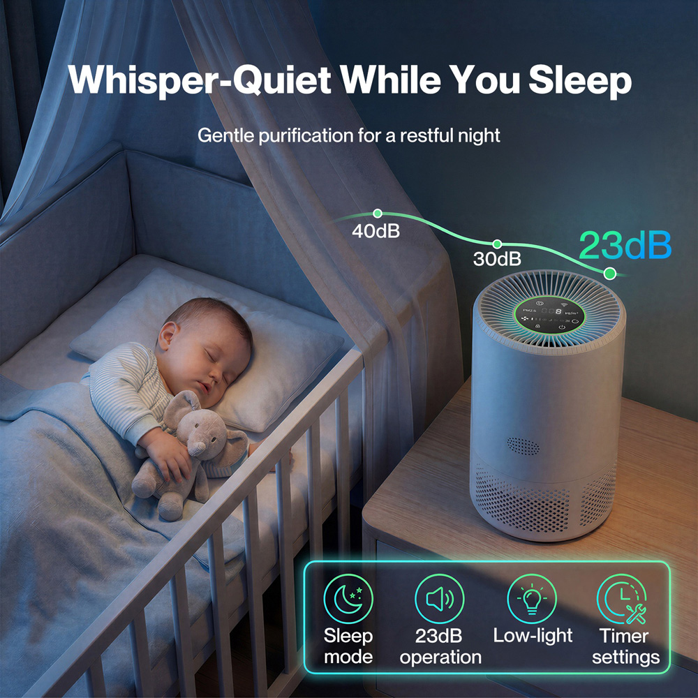 Spector White Smart Air Purifier with Quiet Sleep Mode Image 5