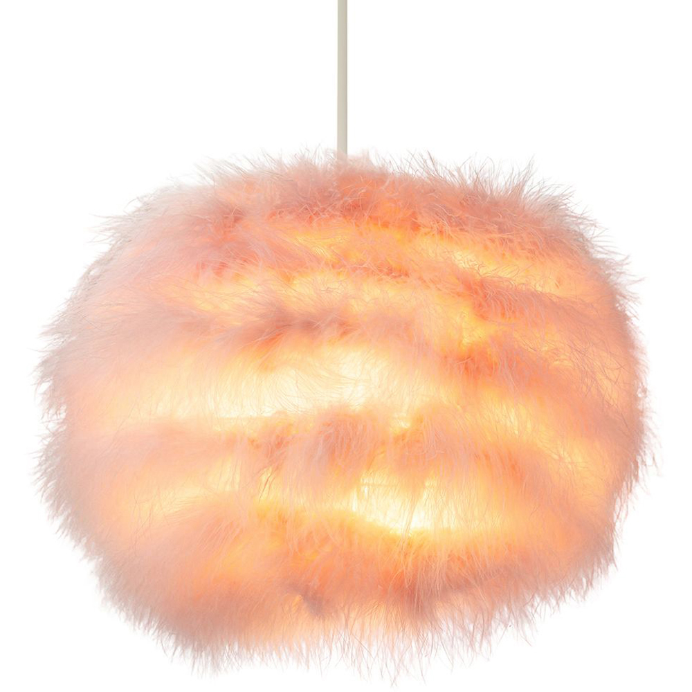 Happy Homewares Pink Feather Decorated Pendant Shade Image 2