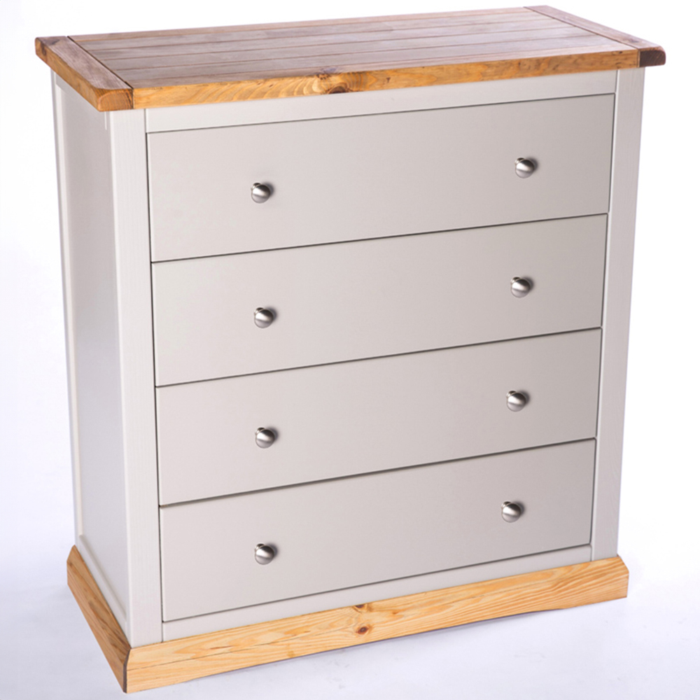 Bomporto 4 Drawer Light Grey Chest of Drawers with Chrome Knobs Image 4