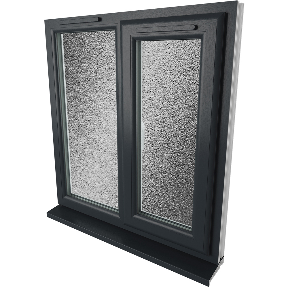 Crystal uPVC Triple Glazed Window RH Side Hung Next to a Fixed Grey White Obscure Glass 905x965mm Image 9