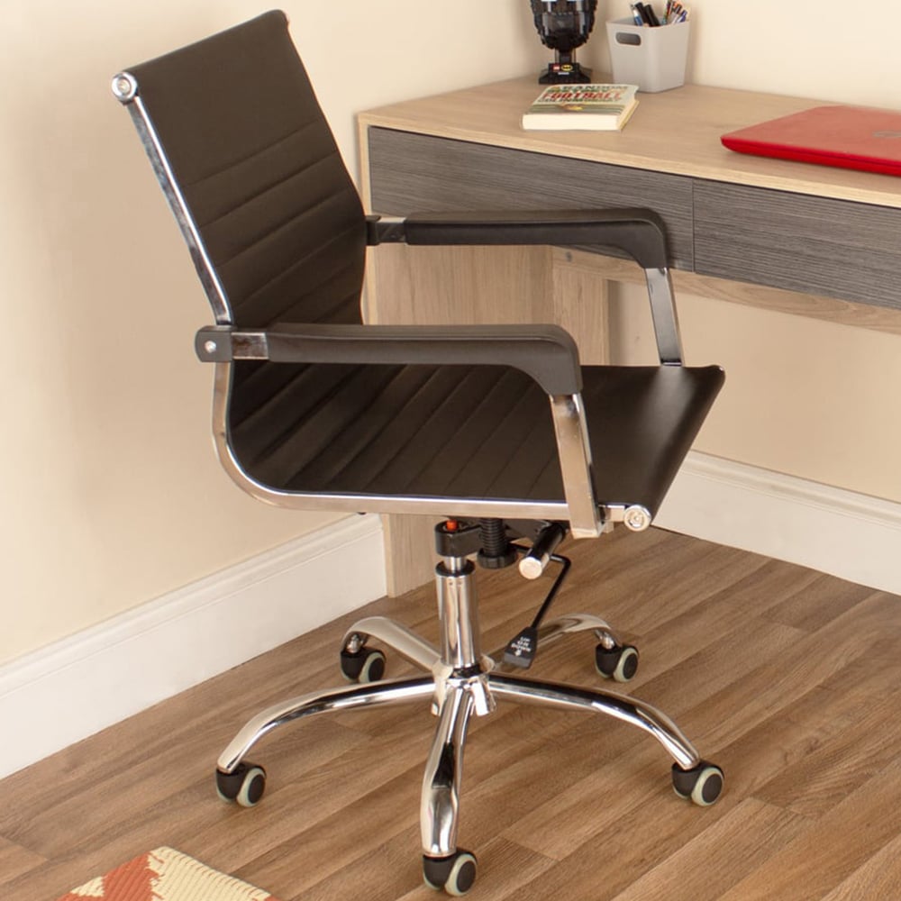Loft Black and Chrome Faux Leather Office Chair Image 1
