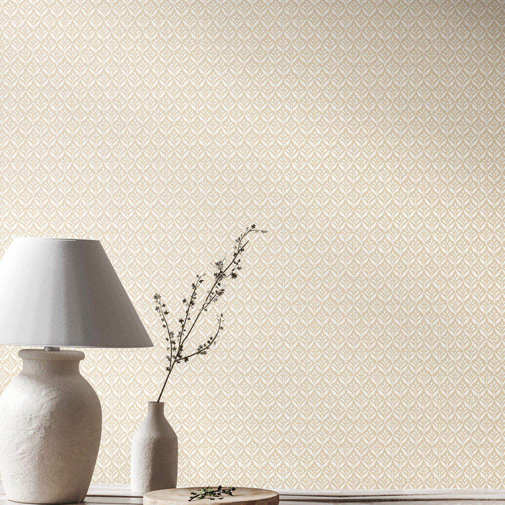 Hoopla Walls Purity Mini Leaf Cream Wallpaper Image 2