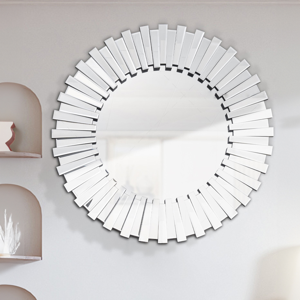 Comfy Living 3D Sunburst Round Mirror 80cm Image 2