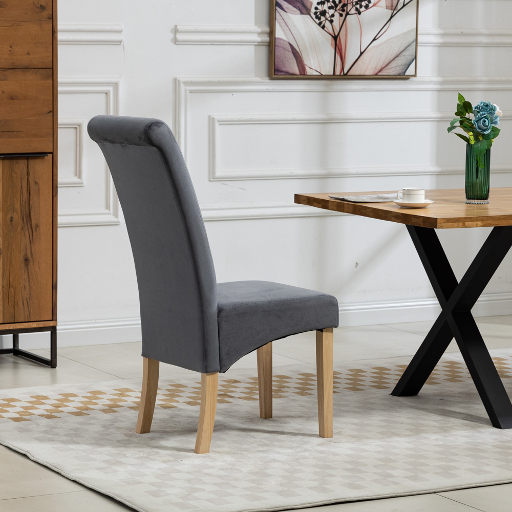 Artemis Home Rimini Set of 2 Grey Velvet Fabric Dining Chair Image 5