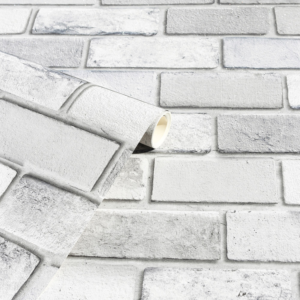 Arthouse Diamond Brick Silver Wallpaper Image 2