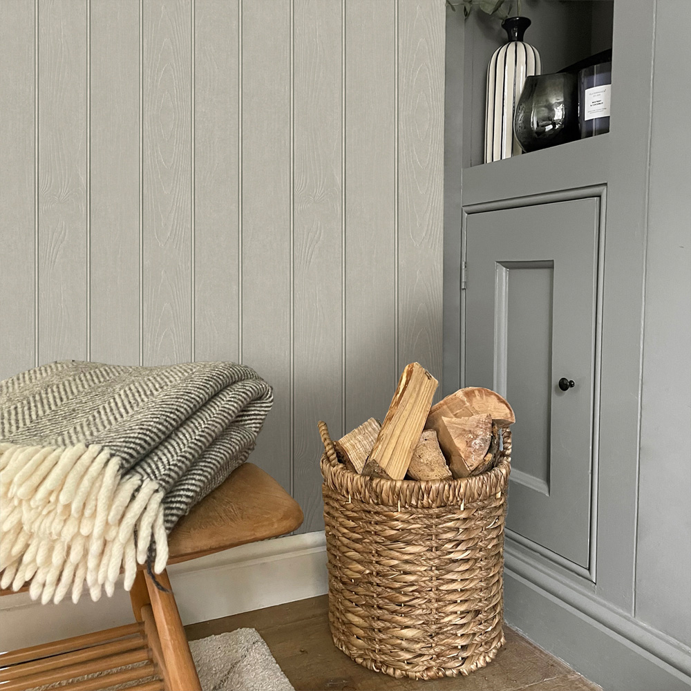 Belgravia Decor Beaded Wood Grey Wallpaper Image 3