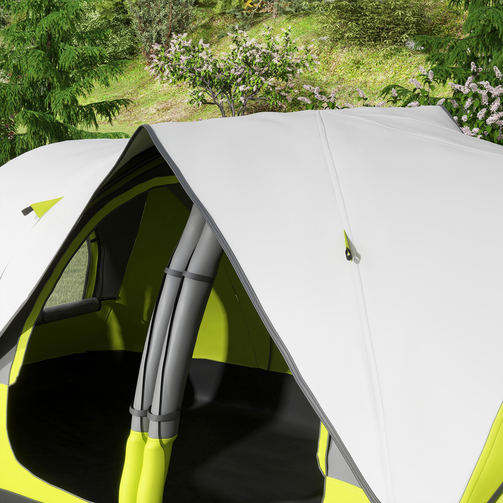 Outsunny 5-6 Person Camping Tent with 2 Bedroom and Waterproof Rainfly Yellow Image 3