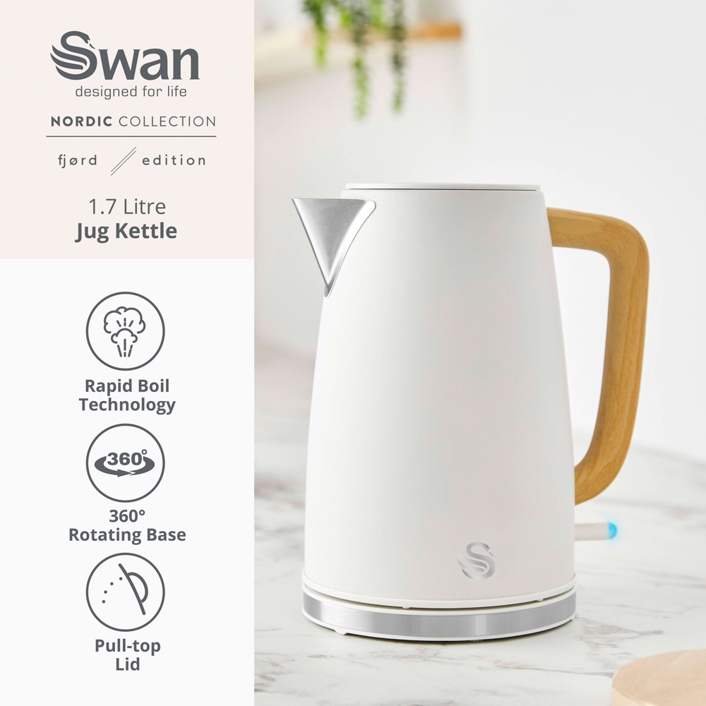 Swan Fjord EEJB338 White 800W 2 Slice Toaster and 1.7L Jug Kettle Set Image 5
