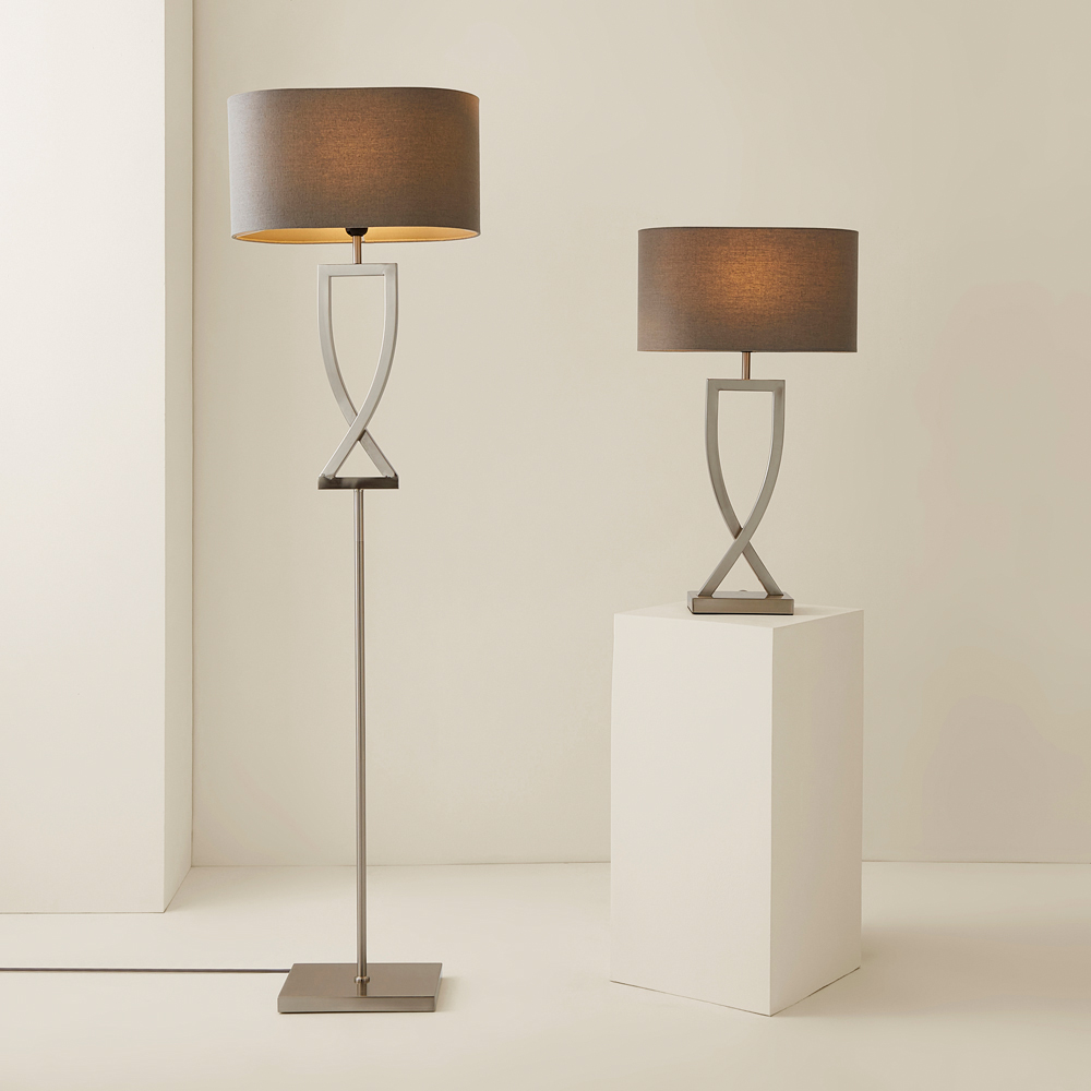 ValueLights Katniss Crossover Chrome and Grey Shade Metal LED Table Lamp Image 6