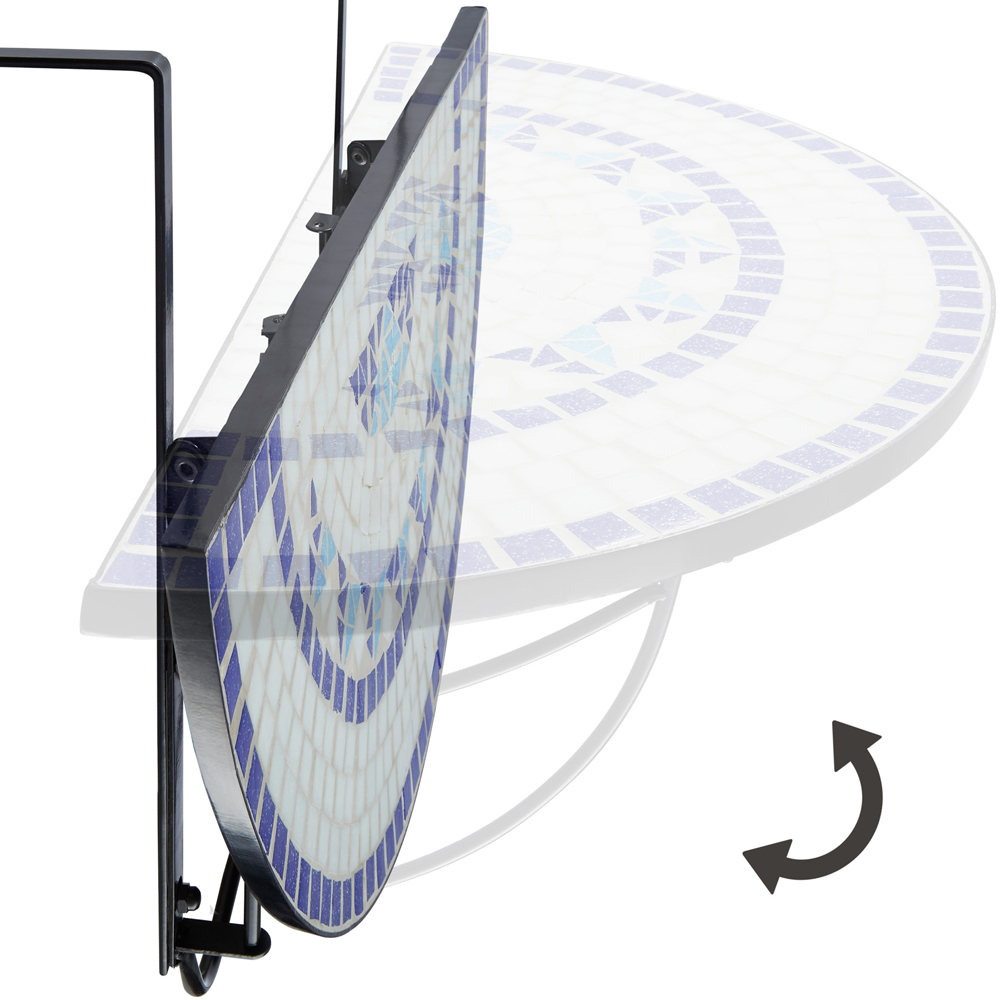 tectake White and Blue Mosaic Pattern Hanging Table Image 3