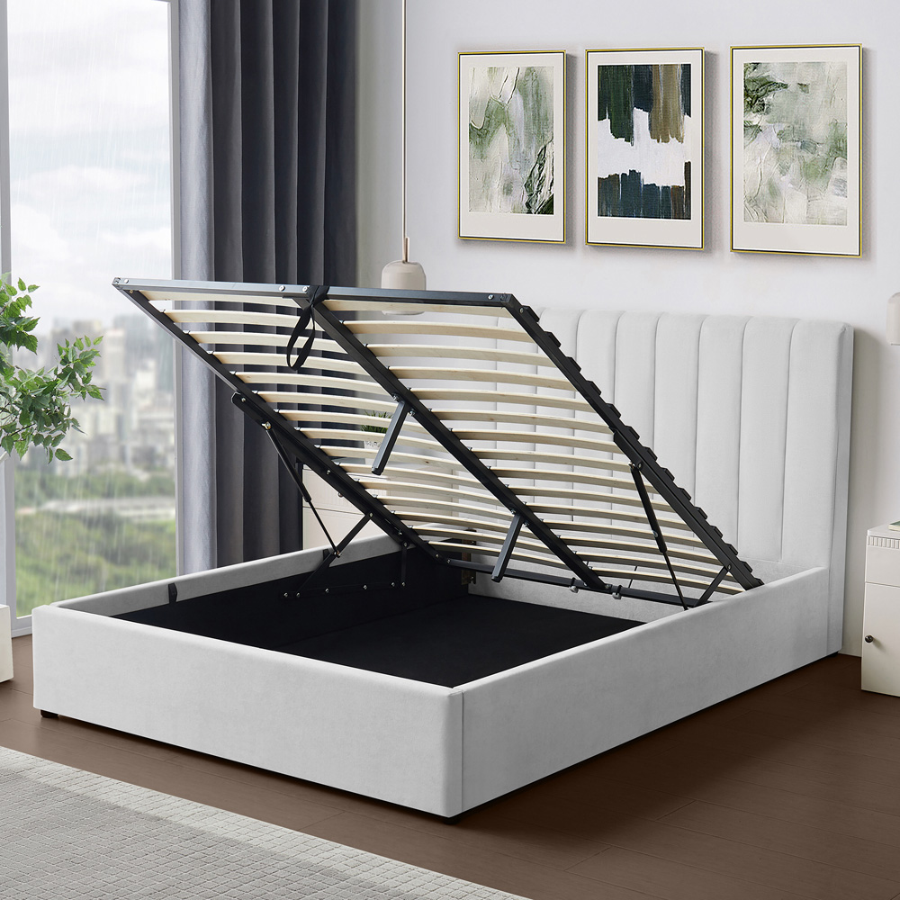 Brooklyn Evelynne King Size Light Grey Linen Ottoman Bed Image 3