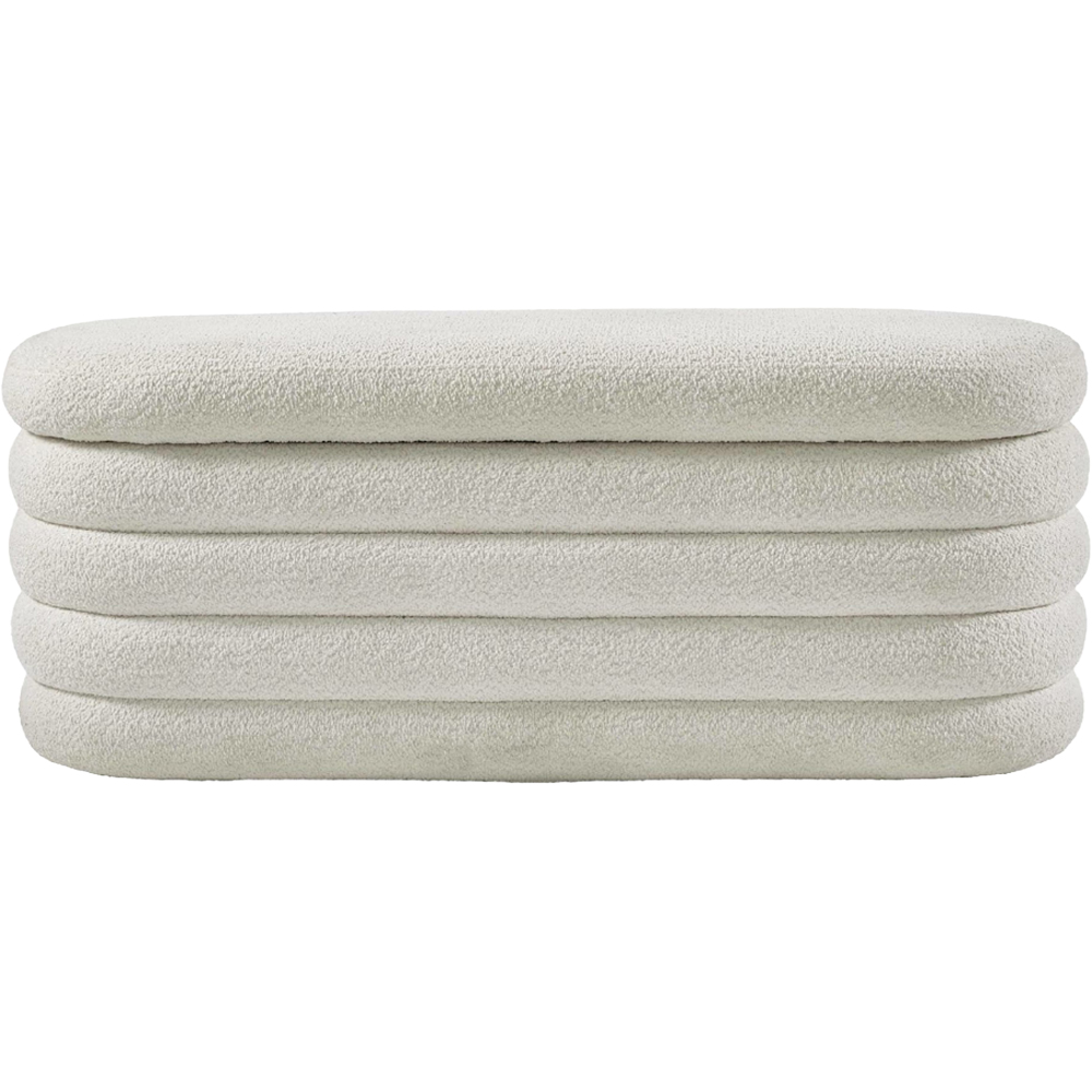Julian Bowen Hailey Ivory Boucle Upholstered Ottoman Bench Image 4
