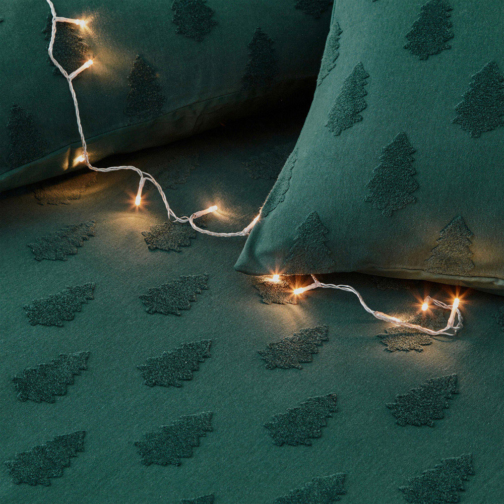 furn. Yard Tufted Tree King Size Green Festive Duvet Cover Set Image 4