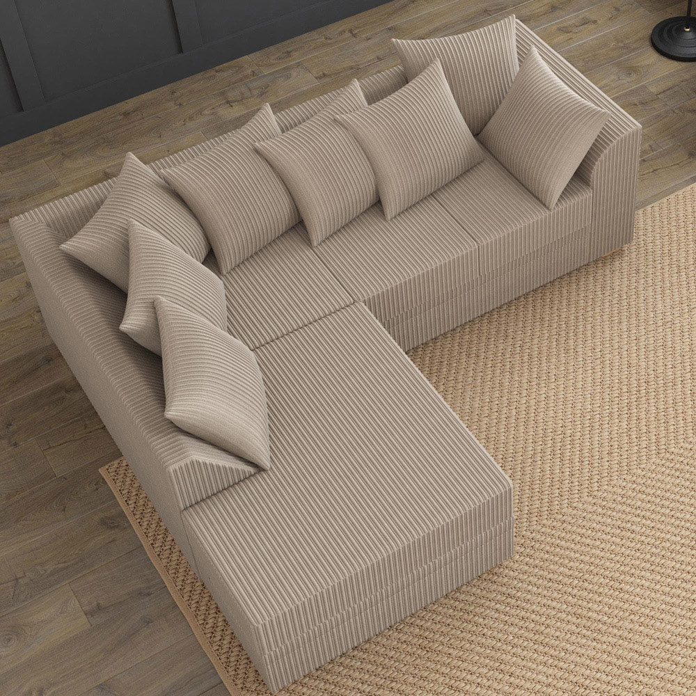Modo 3 Seater Sable Jumbo Cord Left Hand Scatter Back L-Shape Corner Sofa Image 7