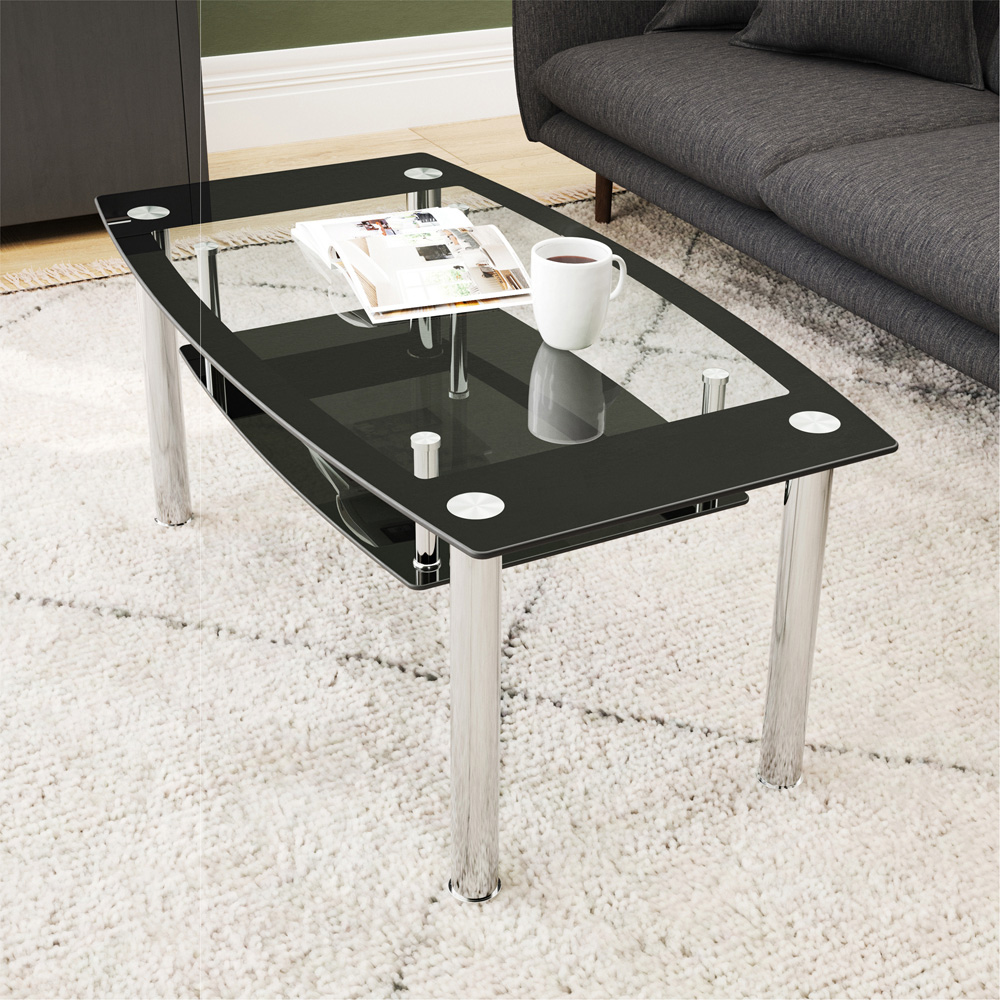 AVF Black Glass and Chrome Coffee Table Image 3